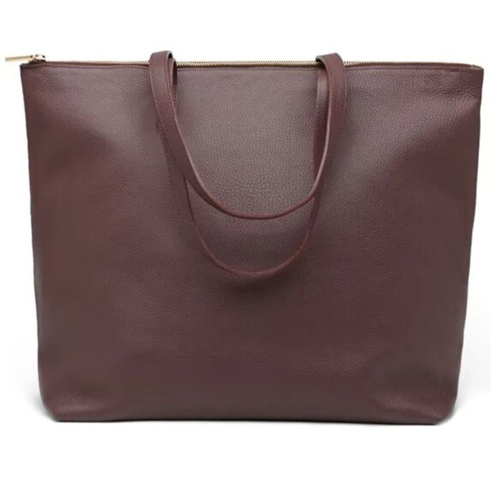 Cuyana classic leather zip Tote Burgundy